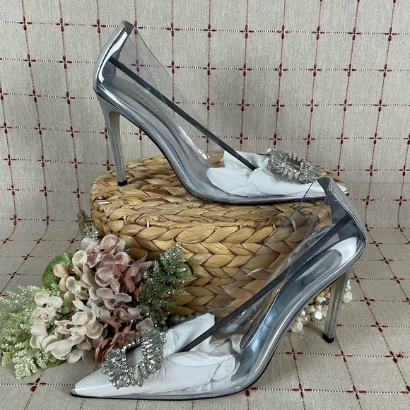 Good American Shoes - Good American 'CINDER-F*CKING-RELLA' Clear PUMP Size 11.5 GLASS002 New Stiletto